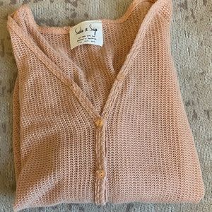 Sadie and Sage Peach button sweater